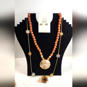 2 necklaces, ring, and earnings